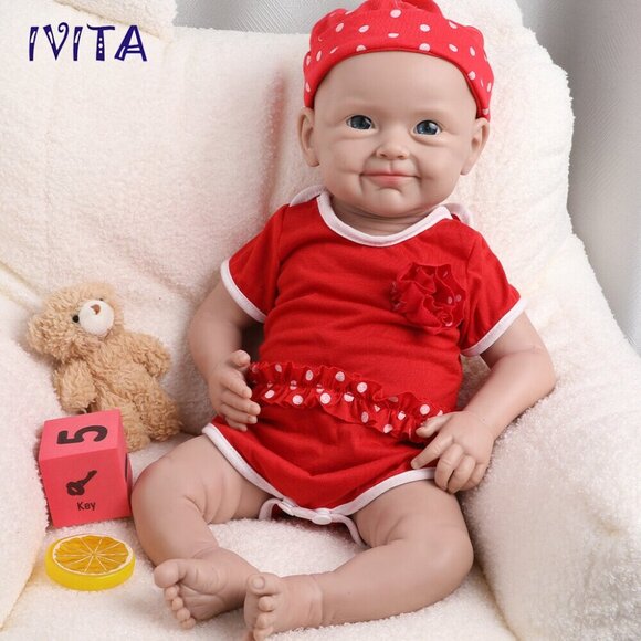 Other - IVITA 21'' Silicone Reborn Girl Baby Floppy Silicone Smiling Newborn Baby Doll